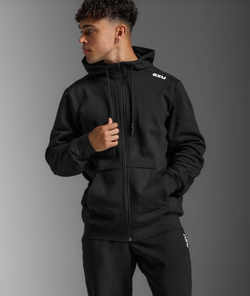 2XU Aspire Full Zip Hoodie. Mens, black/white
