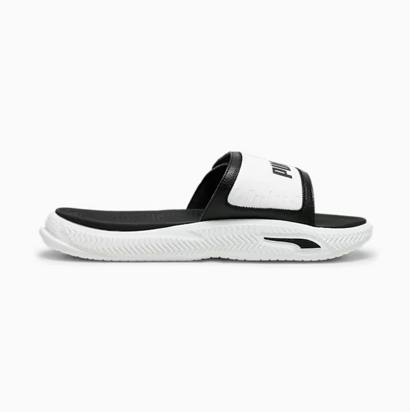 Puma SoftridePro 24 V Slides. black white SPORTFIRST NAMBUCCA