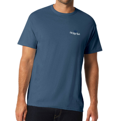 Old Guys Rule. Still Swinging. T-Shirt. indigo blue