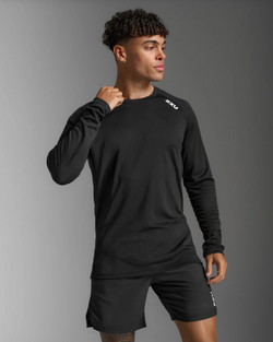 2XU Aspire Long Sleeve Tee. Mens. black/white