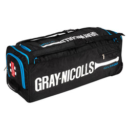 Gray Nicolls GN 1100 Wheel Bag.  Black/Cyan