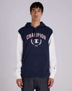 Champion Legacy Graphic Hoodie. Mens. navy