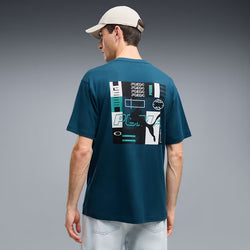 Puma Graphics Men's Relaxed Stacked Tee. midnight petrol