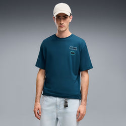 Puma Graphics Men's Relaxed Stacked Tee. midnight petrol