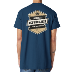 Old Guys Rule. Legendary Badge T-Shirt. blue dusk.