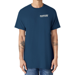 Old Guys Rule. Legendary Badge T-Shirt. blue dusk.