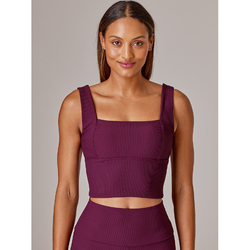 Running Bare Holy Grail Ribbed Bra Tank. mangosteed
