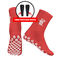 Cigno Grip Socks. Red , with Footless Socks