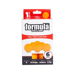 Formula Sports 1 Star Table Tennis Balls. 6 pack. orange