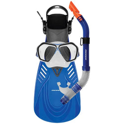 Mirage Fiji Silicone Mask, Snorkel and Fin Set. blue