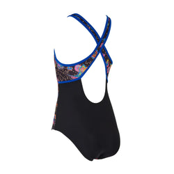 Zoggs Girls Hi Front Crossback Swimsuit. Casablanca