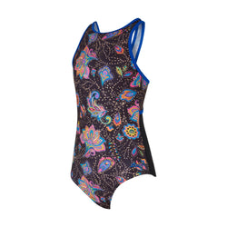 Zoggs Girls Hi Front Crossback Swimsuit. Casablanca