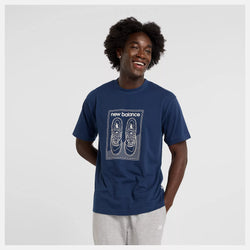 New Balance Relaxed 550 T-Shirt. Mens. navy