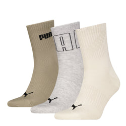 PUMA UNISEX MESH LOGO SHORT CREW SOCK 3P. neutral combo