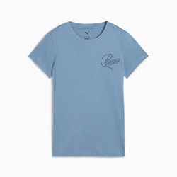 Puma Essential SCRIPT Tee. Womens. cool blue