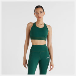 New Balance Sleek Medium Support Sports Bra. nightwatch green