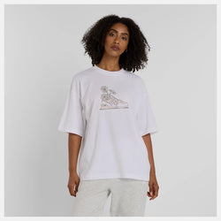 New Balance Oversized Flower T-Shirt. Womens. white