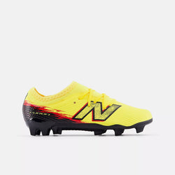 New Balance Furon Team Jnr FG V8. punch yellow/black/fire cracker
