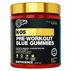 BSc K-OS Pre-Workout, Blue Gummies. 300g, 30serves - SPORTFIRST NAMBUCCA
