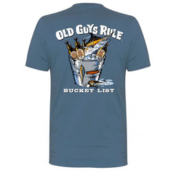 Old Guys Rule. Bucket List. T-Shirt. Stone Blue - SPORTFIRST NAMBUCCA